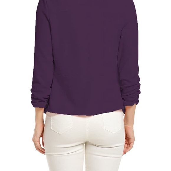 Women's 3/4 Sleeve Open Front Blazer - Picture 4 of 7